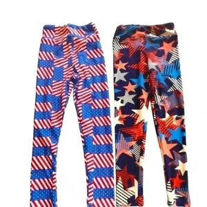 Lularoe kids Sm /Med leggings bundle. 2pair of leggings! Stars & AMERICAN FLAGS